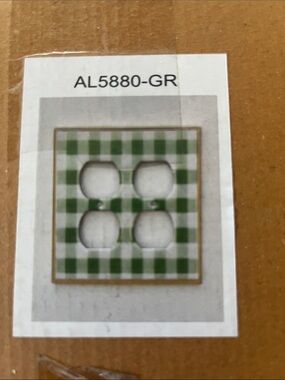 Green Gingham 4-Outlet Switch Plate Cover From Anthropologie